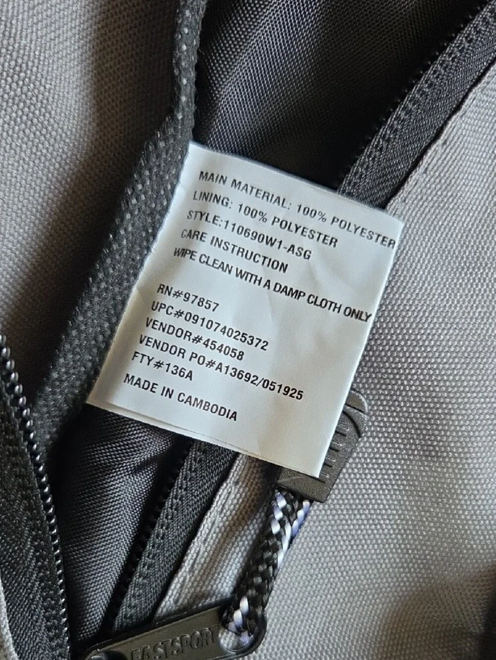 NWOT Eastsport Gray Backpack with Multiple Pockets